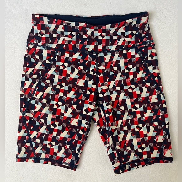 LOT OF 2 - Sweaty Betty Power 9" Biker Shorts Sz S 4/6 Green/Red Geo Maze Print - Picture 5 of 15